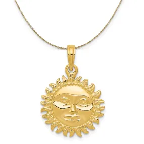 Yellow Gold 3D Sun Necklace