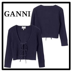 Ganni Unisex Casual Logo Sweaters