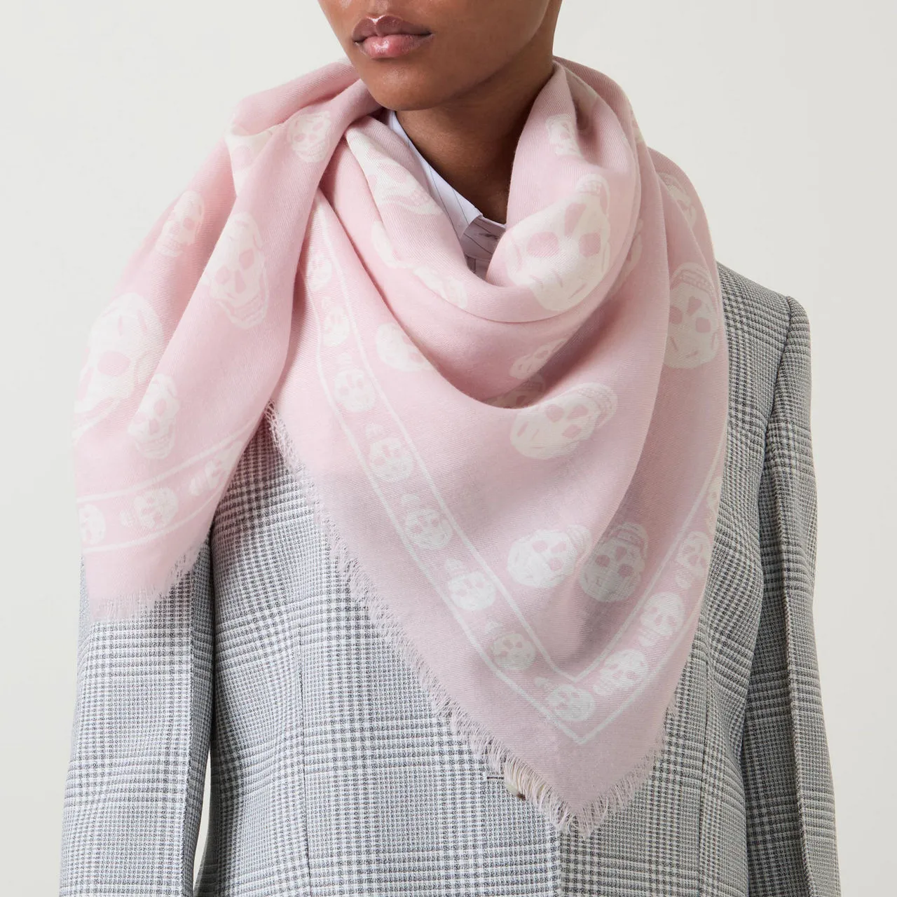 Alexander McQueen Skull Print Wool Scarf - Light Pink