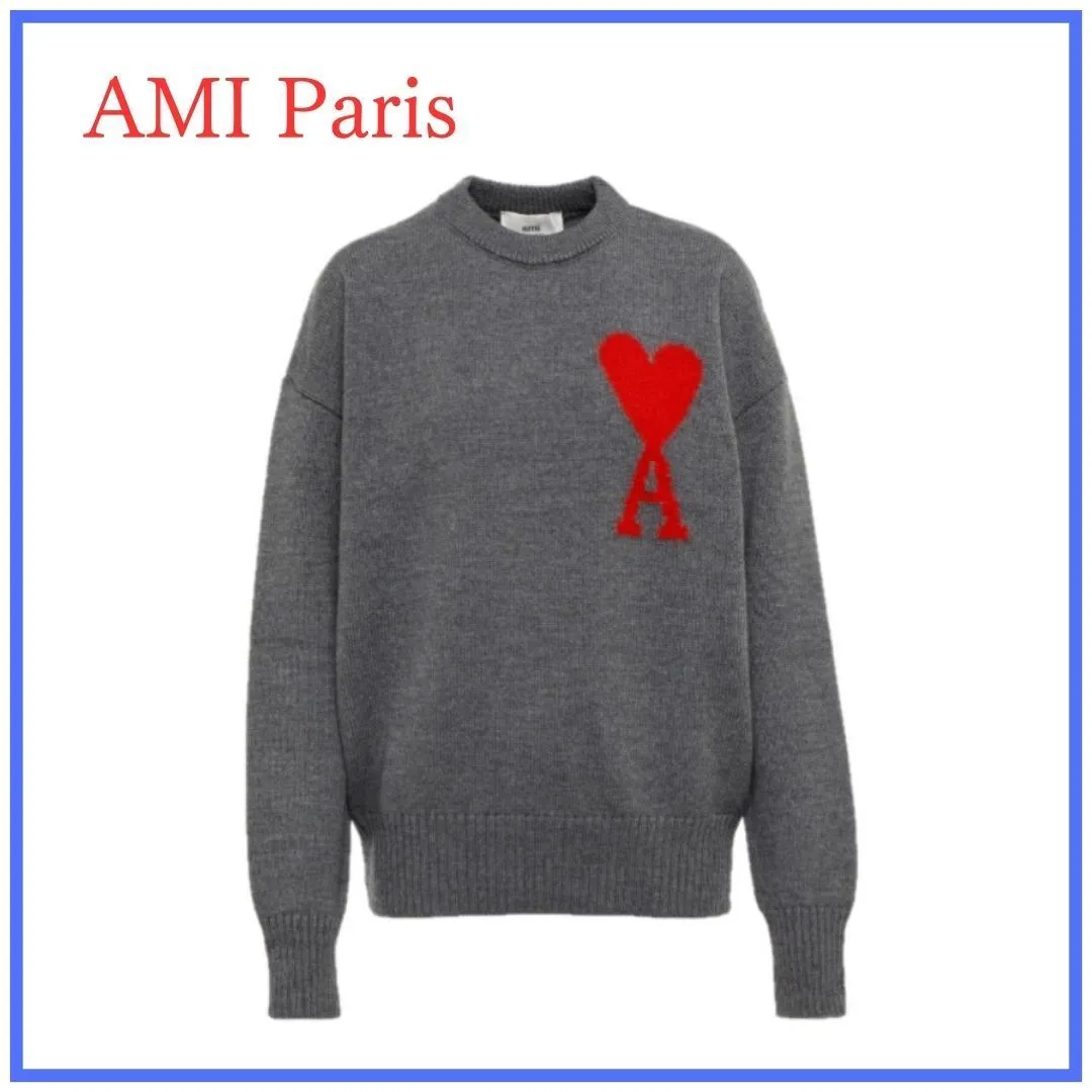 Casual Wool Crew Neck Long Sleeves from AMI PARIS