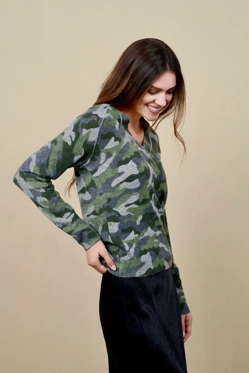 Army Green Cashmere Sweater by PAMMI