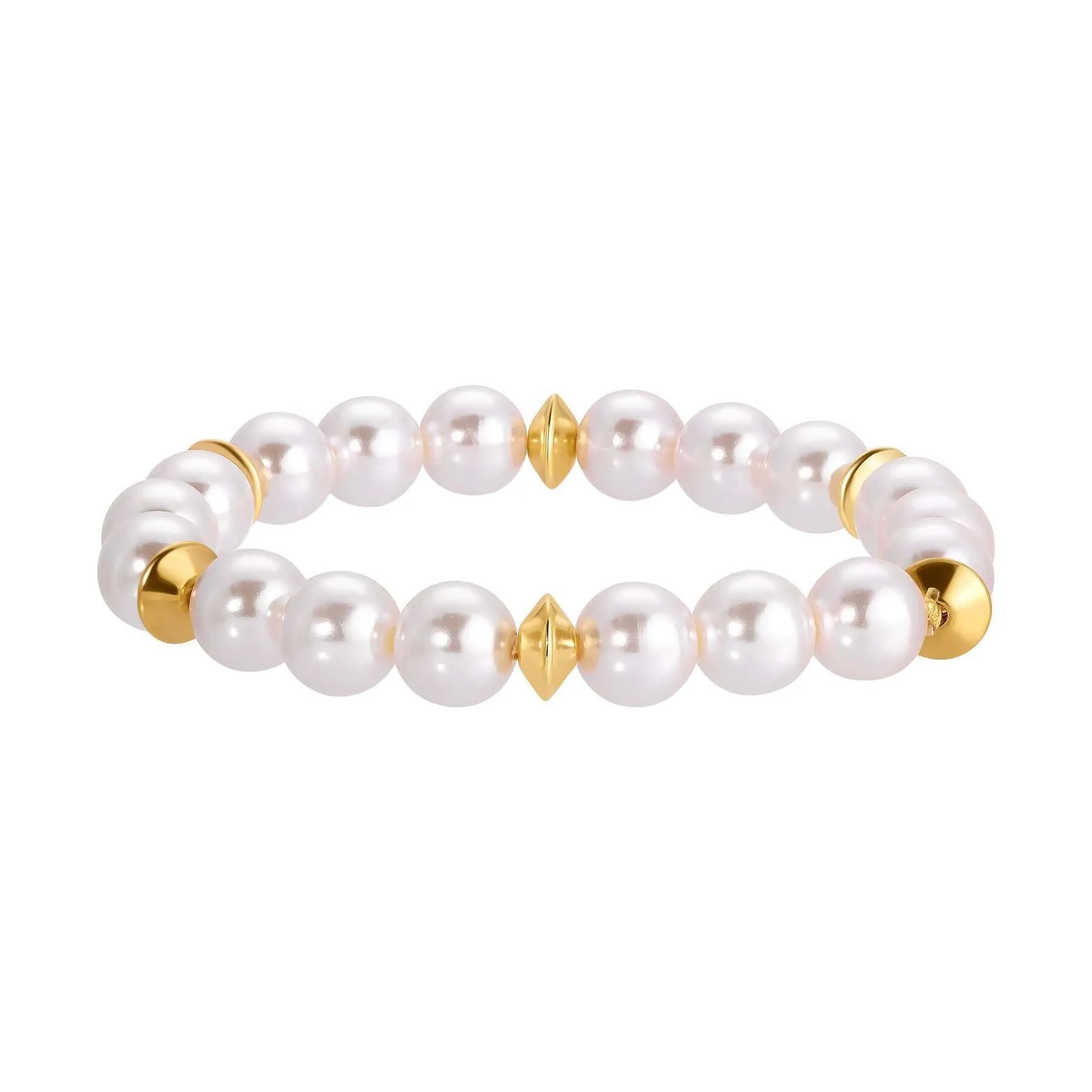 Aurelia Glass Stretch Bracelet with Faux Pearls