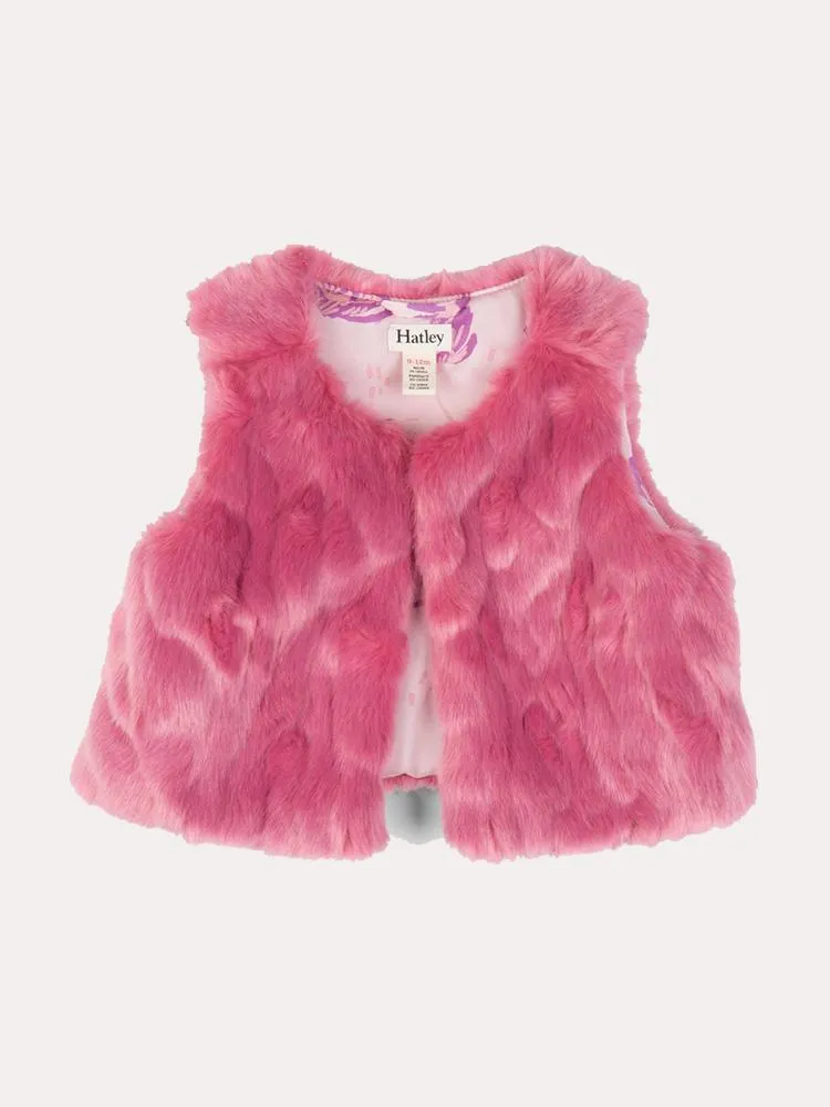 Baby Pink Faux Fur Vest by HATLEY