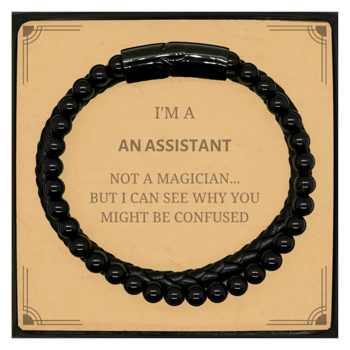 Trendy Sarcastic Stone Leather Bracelets for Assistant - Great Gift Idea