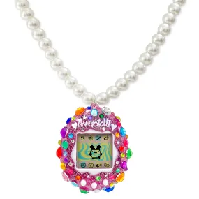 Pink Glitter Tamagotchi Necklace