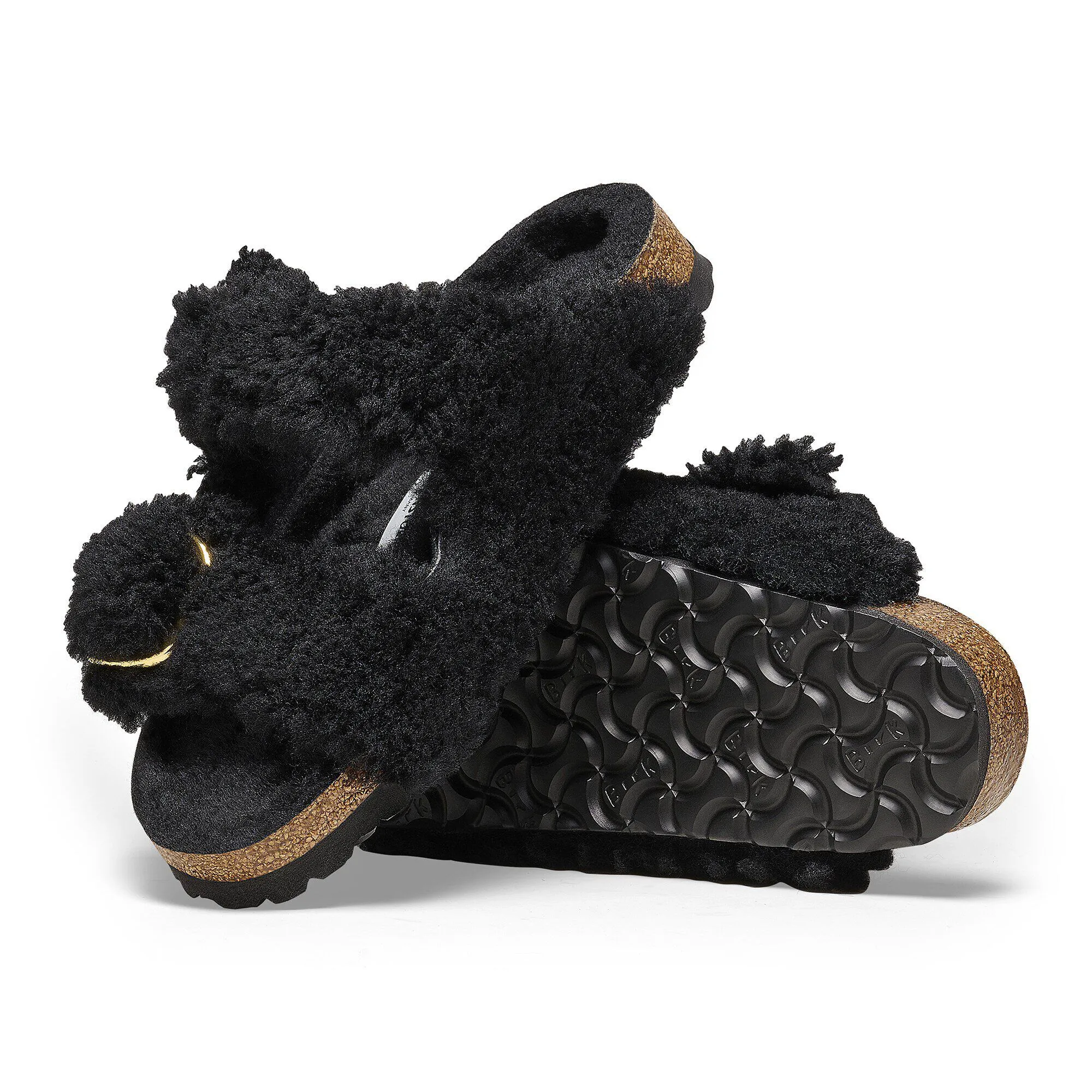 Big Buckle Shearling Sandals