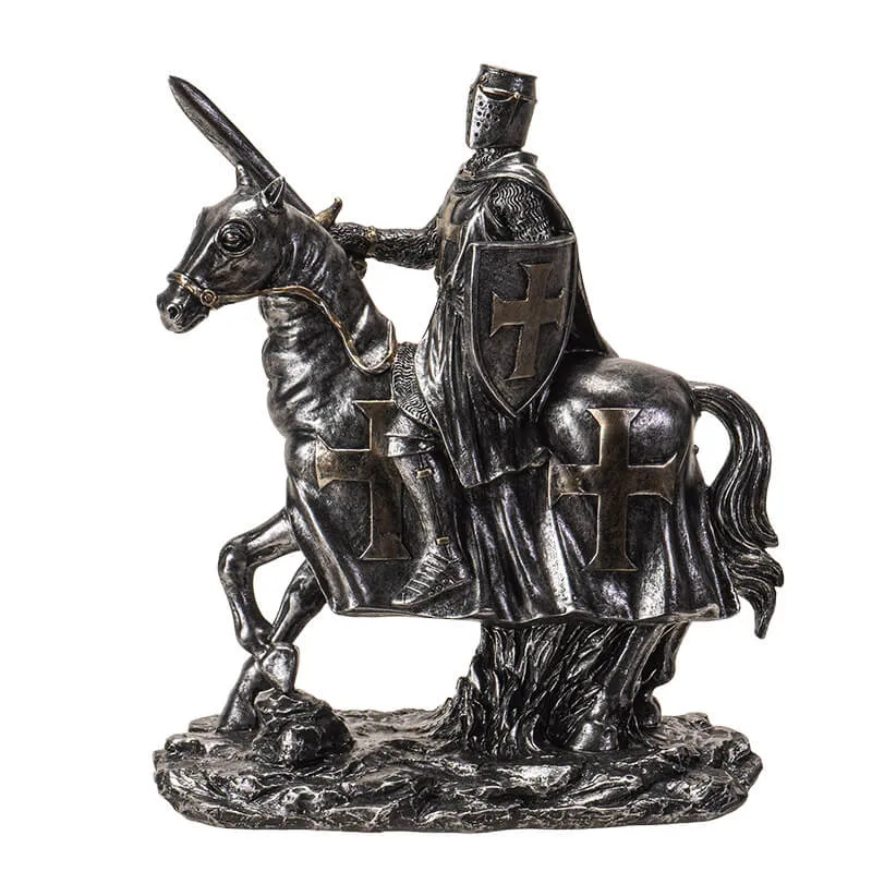 Medieval Knight Figurine with Sword on Horse