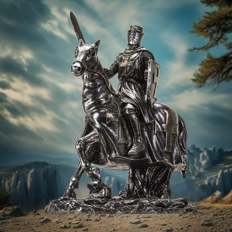 Medieval Knight Figurine with Sword on Horse