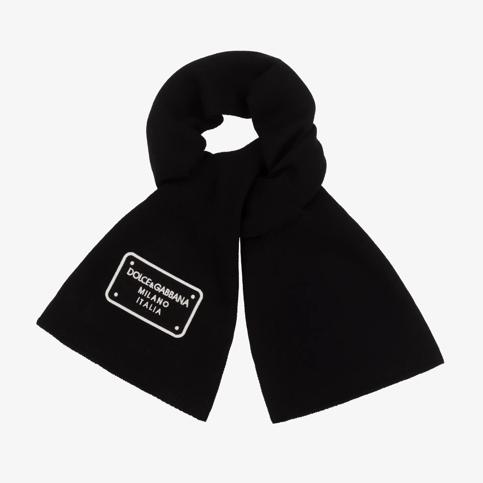 Black Knitted Wool Scarf