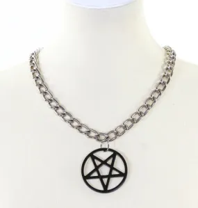 Pentagram Black Pendant Chain