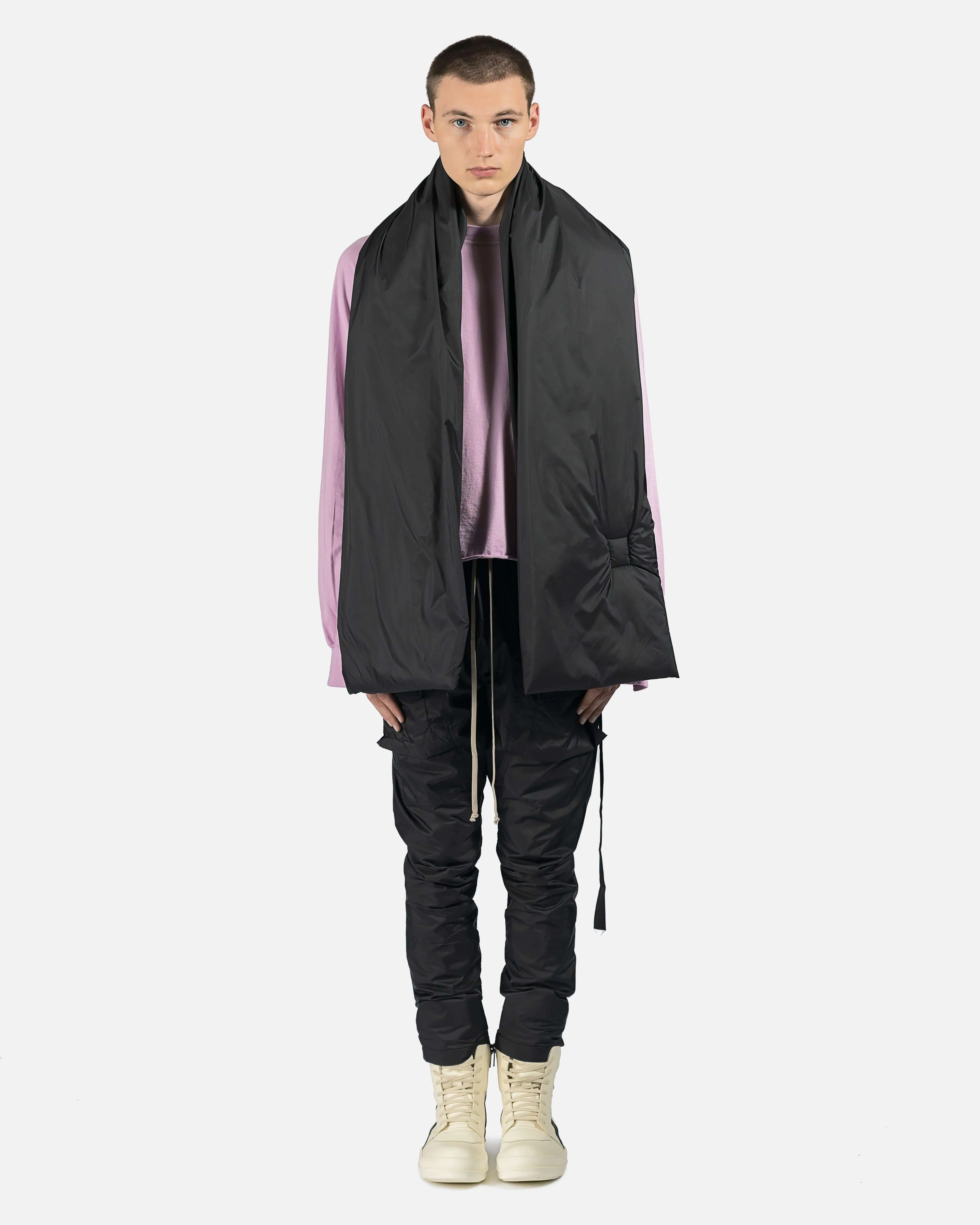 Black Puffer Scarf by Rick Owens