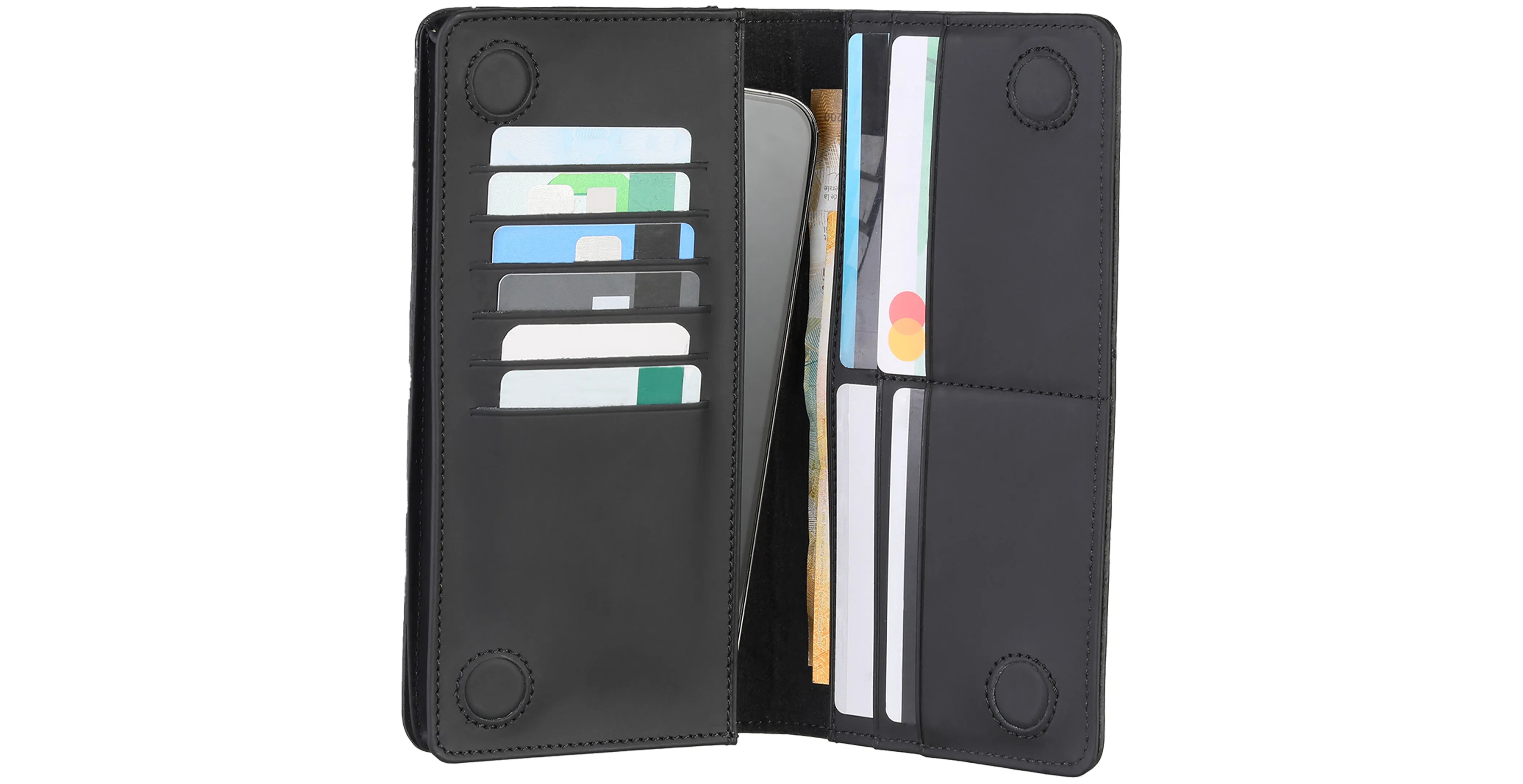 BNJ Phone Wallet Case in Black Python Cut Matt Nappa