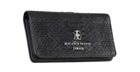 BNJ Phone Wallet Case in Black Python Cut Matt Nappa