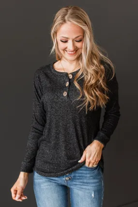 Black Seek Me Out Ribbed Knit Top