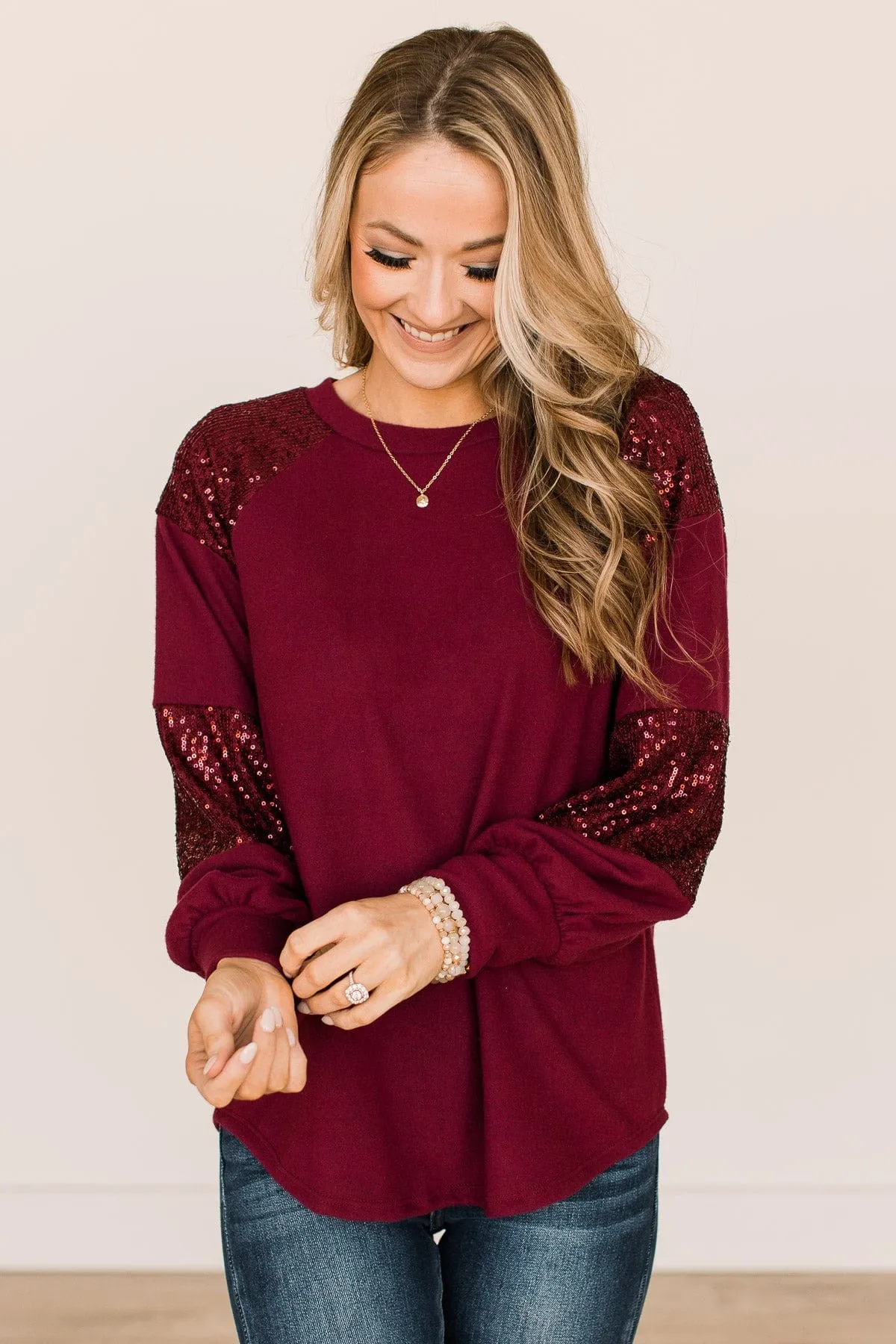 Burgundy Sequin Top for Special Moments