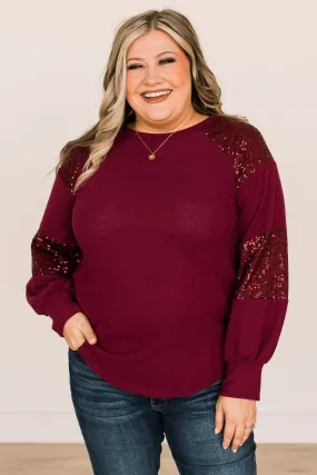 Burgundy Sequin Top for Special Moments