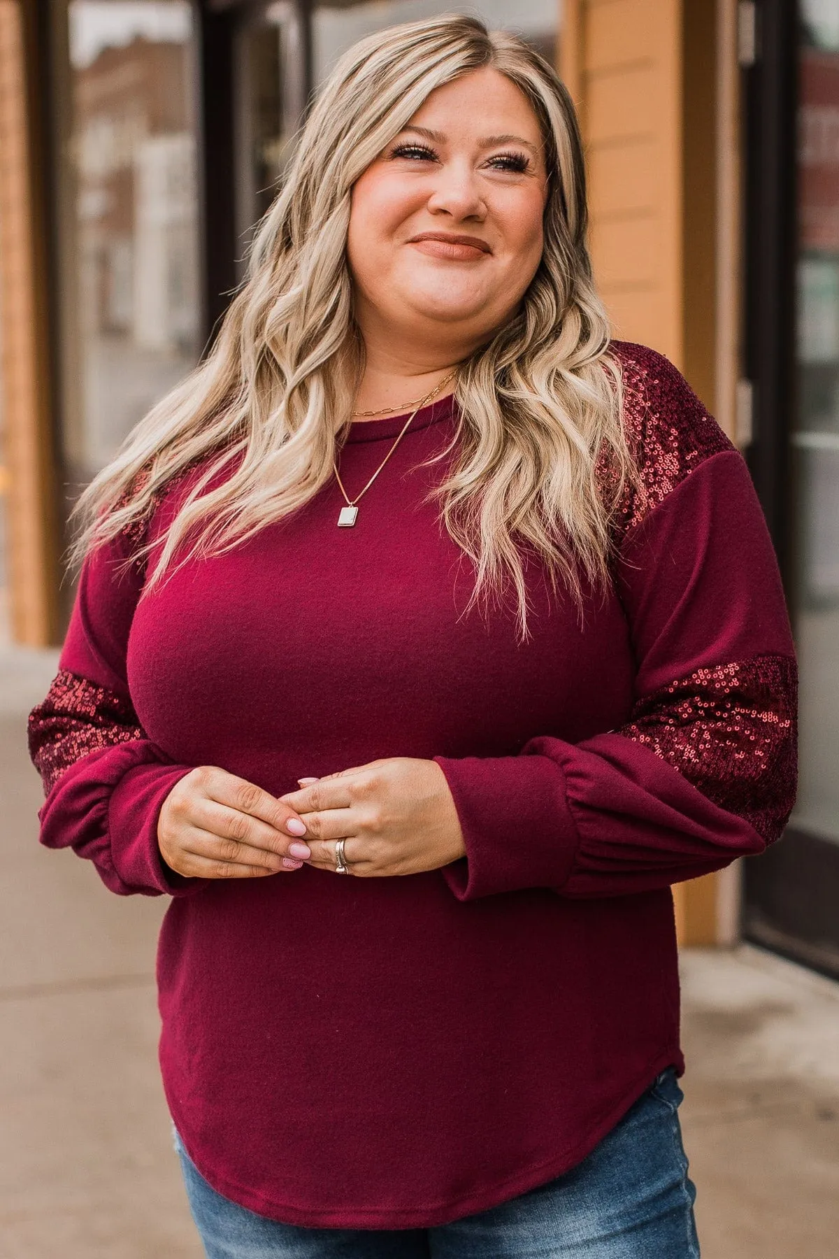 Burgundy Sequin Top for Special Moments