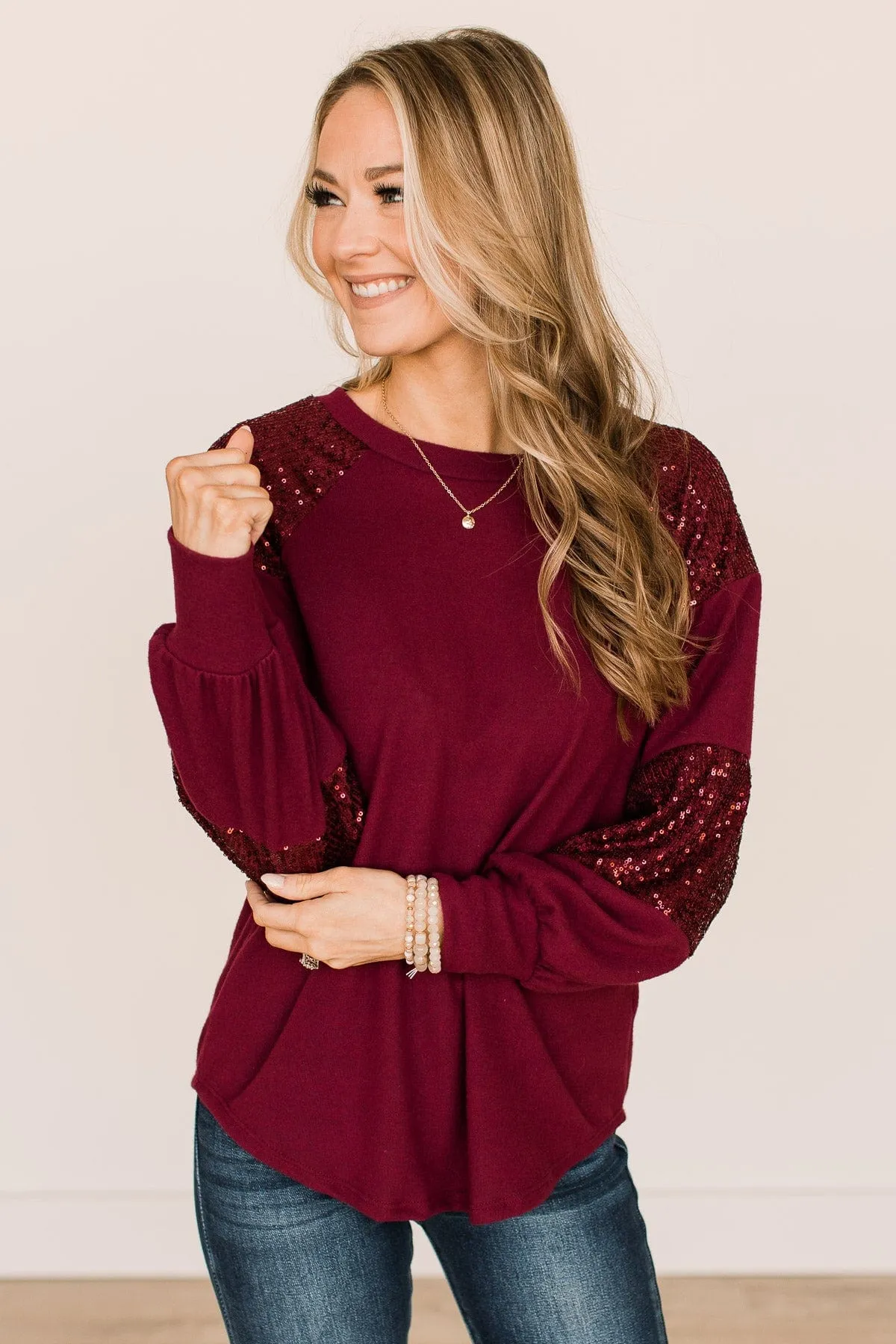 Burgundy Sequin Top for Special Moments