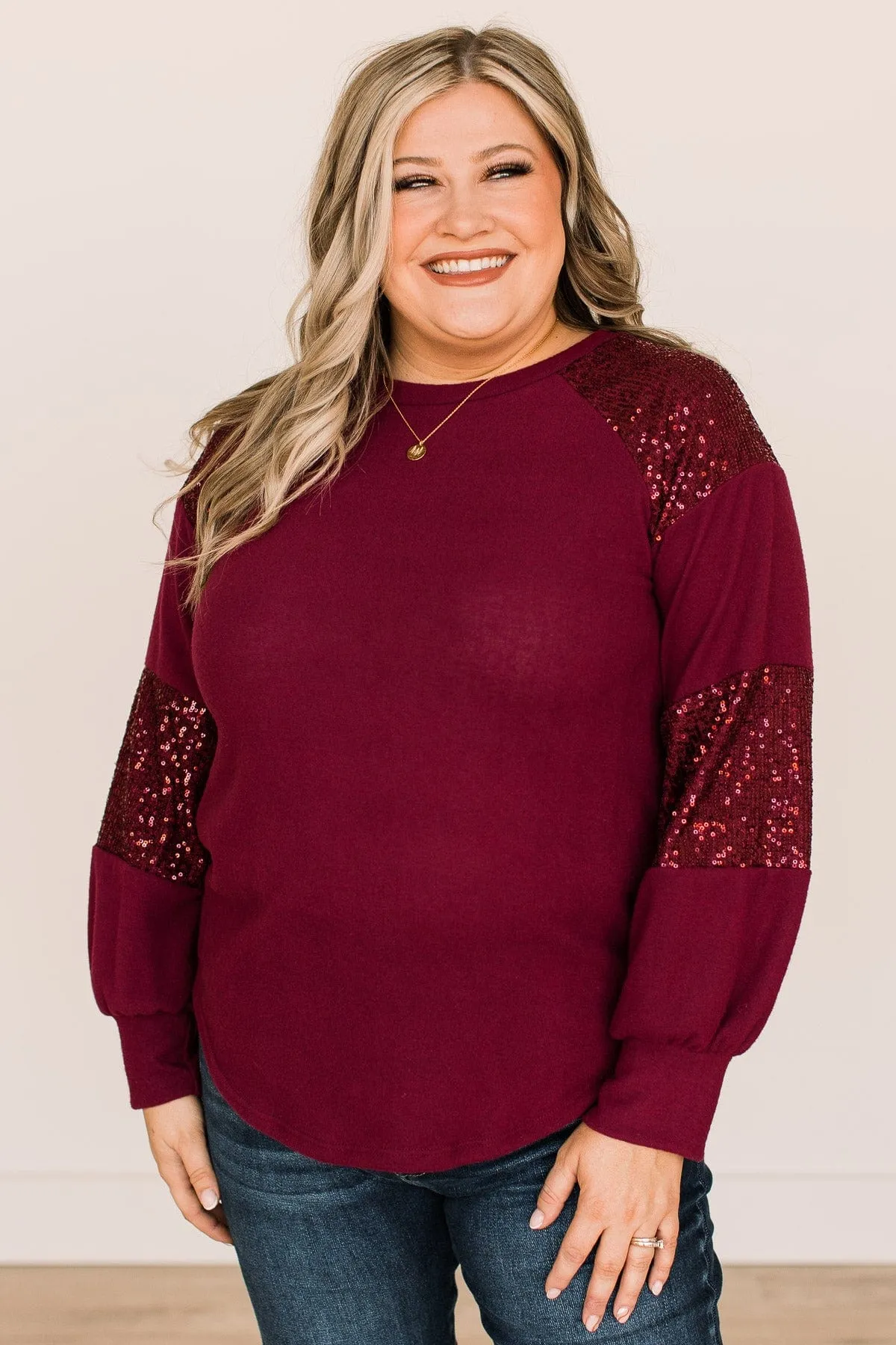 Burgundy Sequin Top for Special Moments