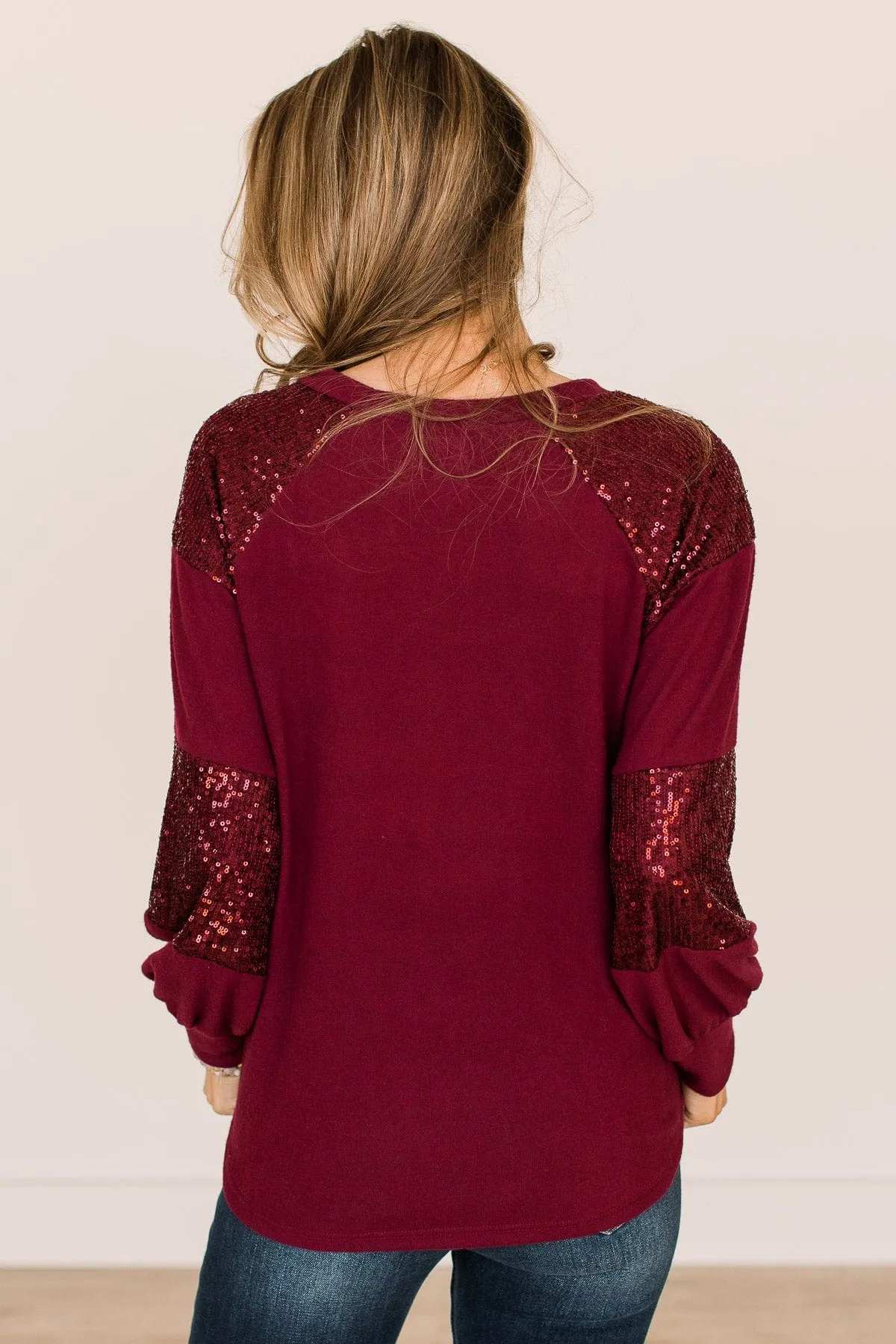 Burgundy Sequin Top for Special Moments