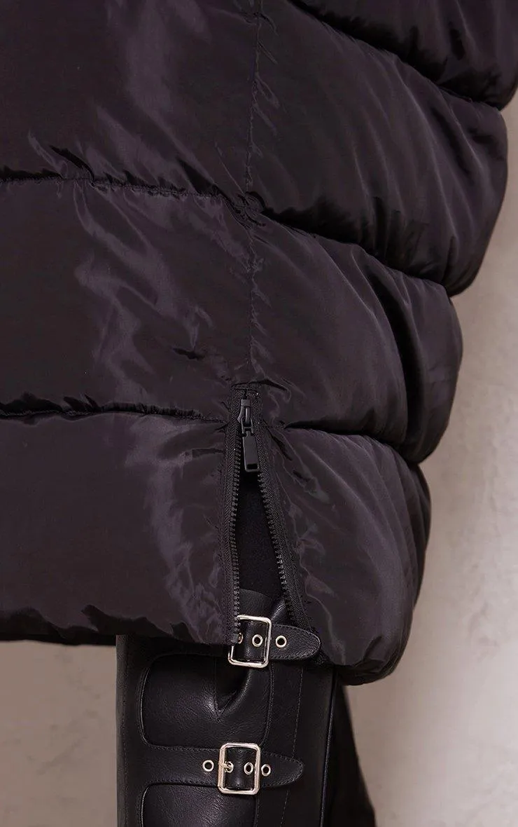 Black & White Contrast Hooded Puffer Jacket