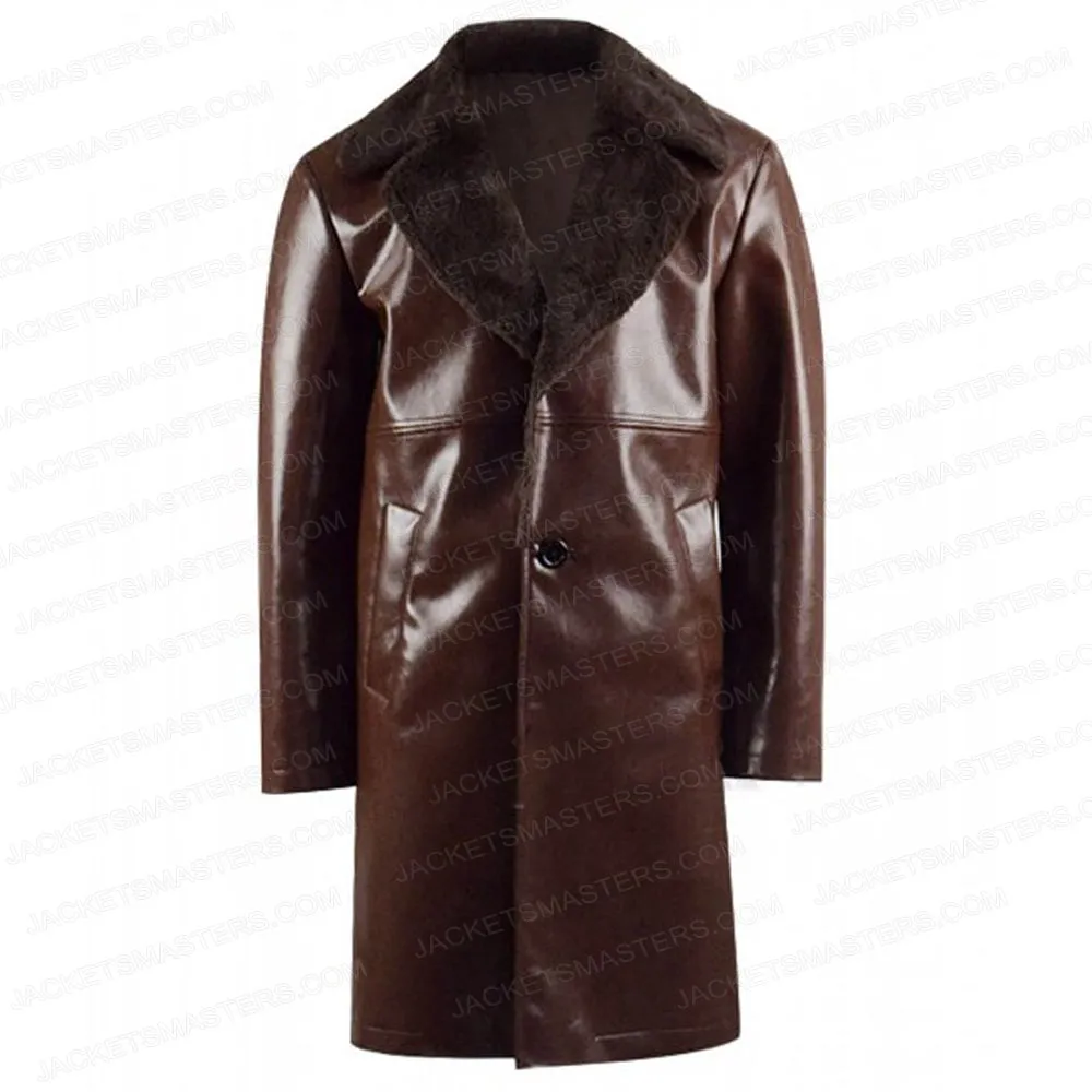 John David Washington Brown Shearling Leather Coat