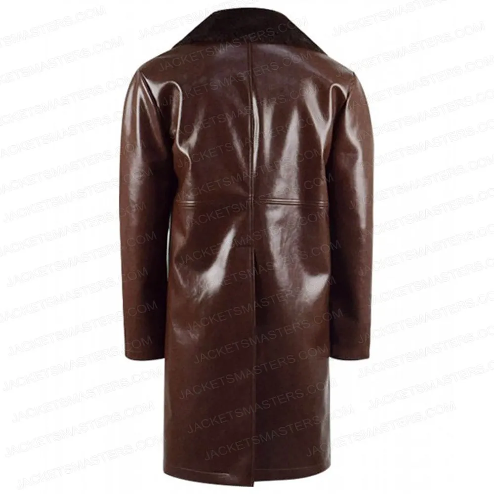 John David Washington Brown Shearling Leather Coat