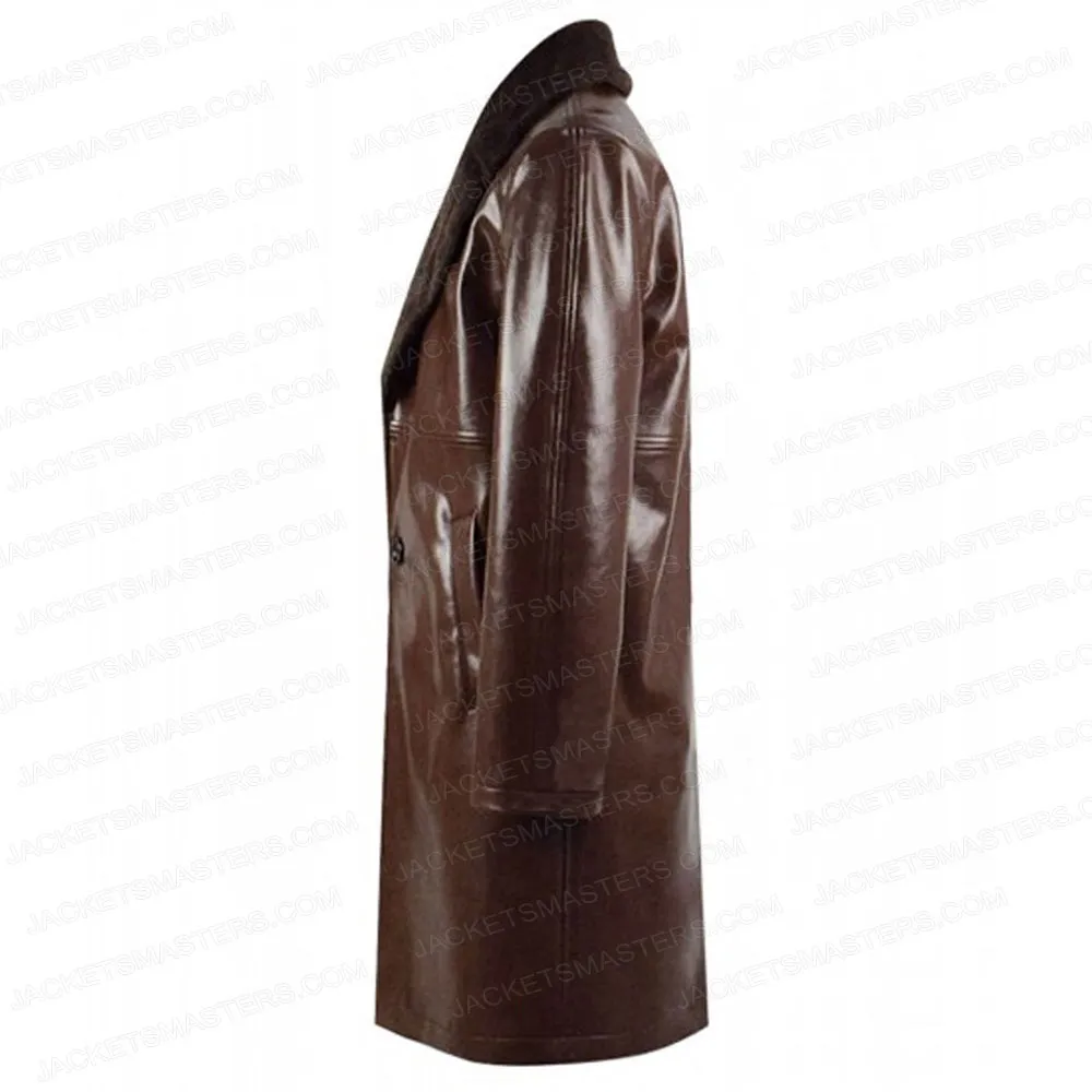 John David Washington Brown Shearling Leather Coat