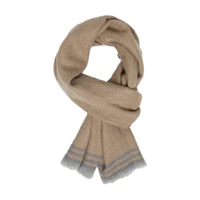 Boggi Milano Herringbone Wool Scarf - Beige