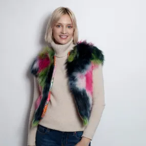 Bougainvillea Red Reversible Faux Fur Vest