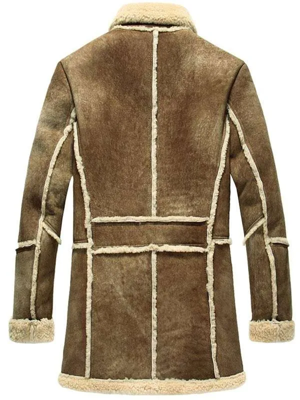 Men's Brown Leather Shearling Coat