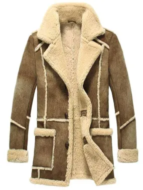 Men's Brown Leather Shearling Coat