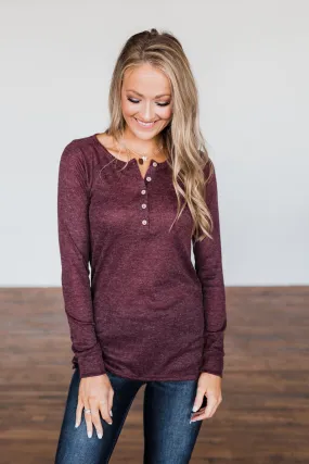 Burgundy Button Henley Top