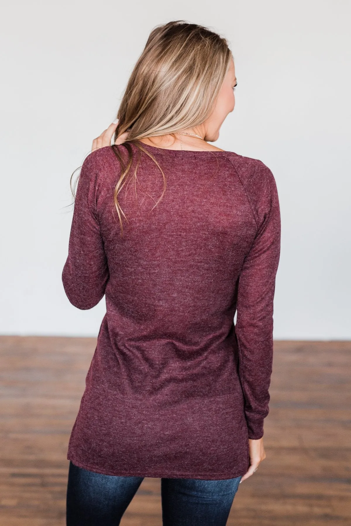 Burgundy Button Henley Top