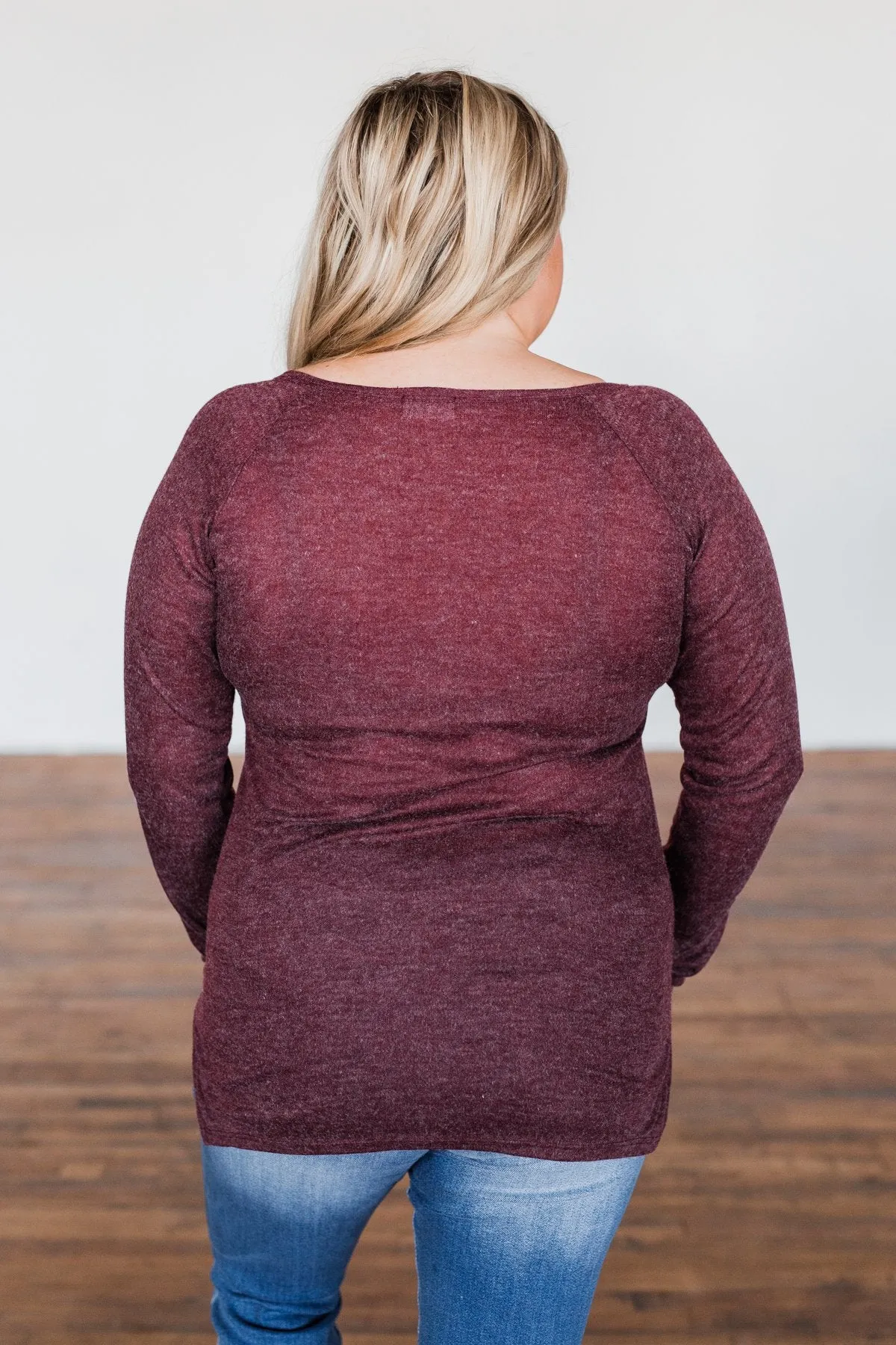 Burgundy Button Henley Top