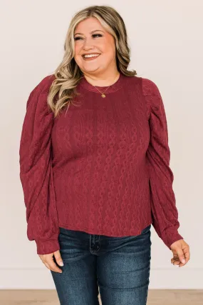 Burgundy Under The Mistletoe Knit Top