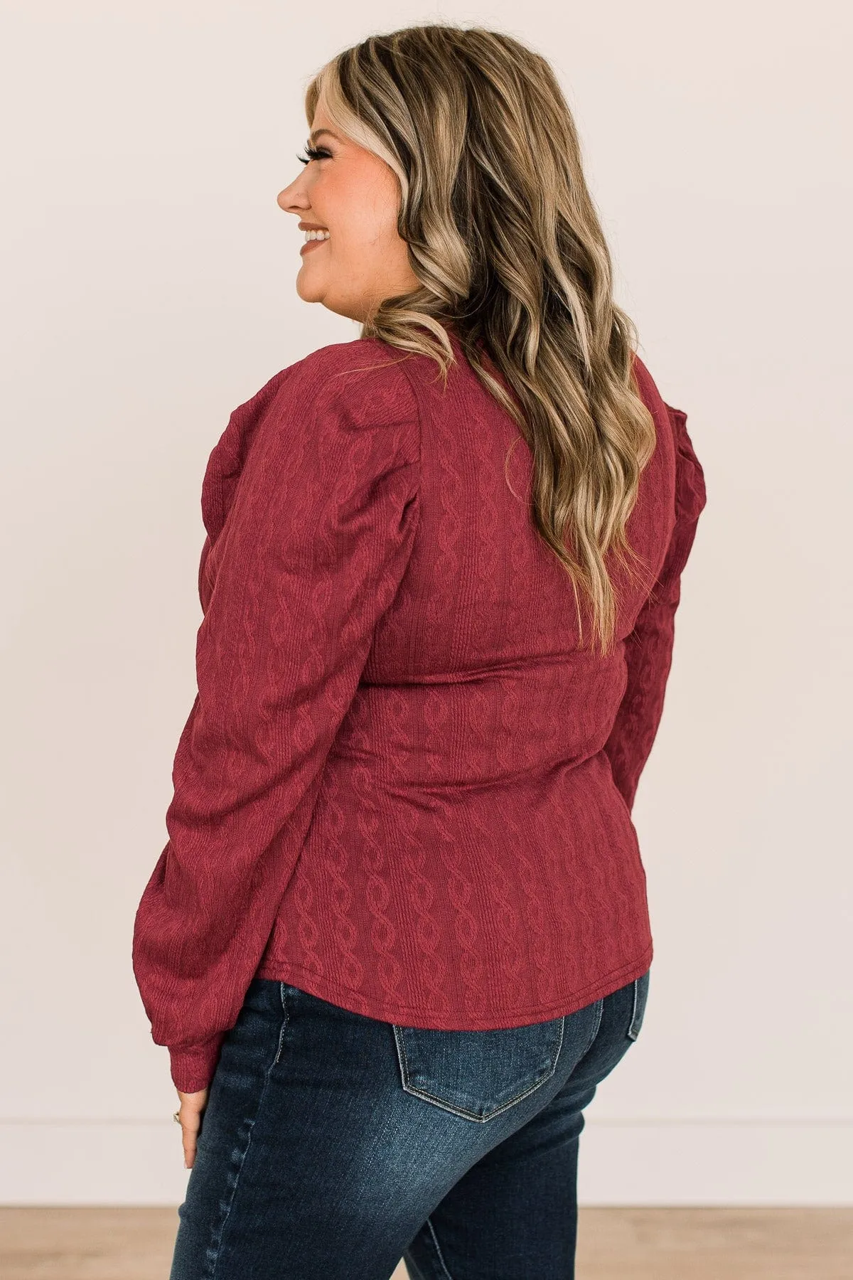 Burgundy Under The Mistletoe Knit Top