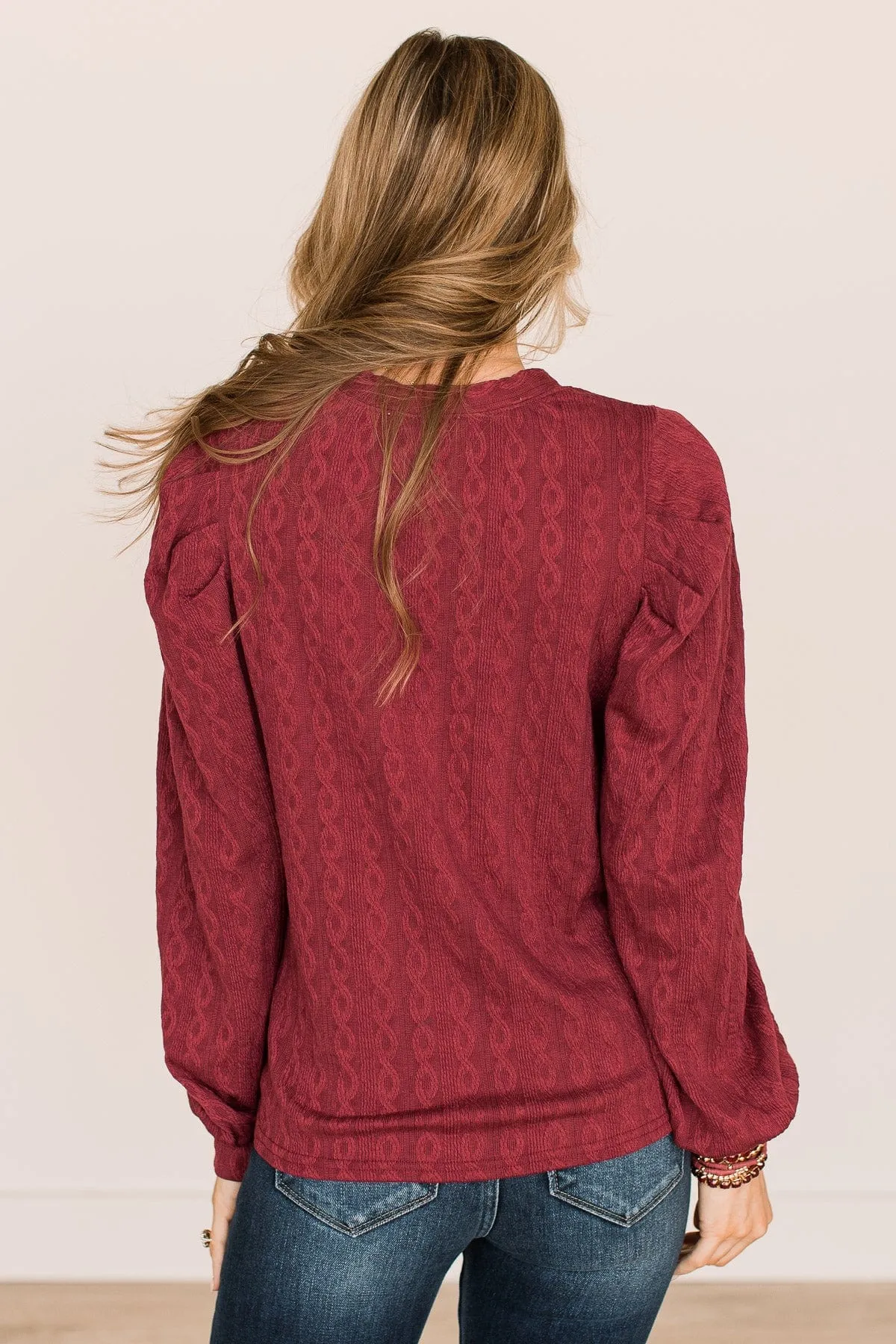 Burgundy Under The Mistletoe Knit Top