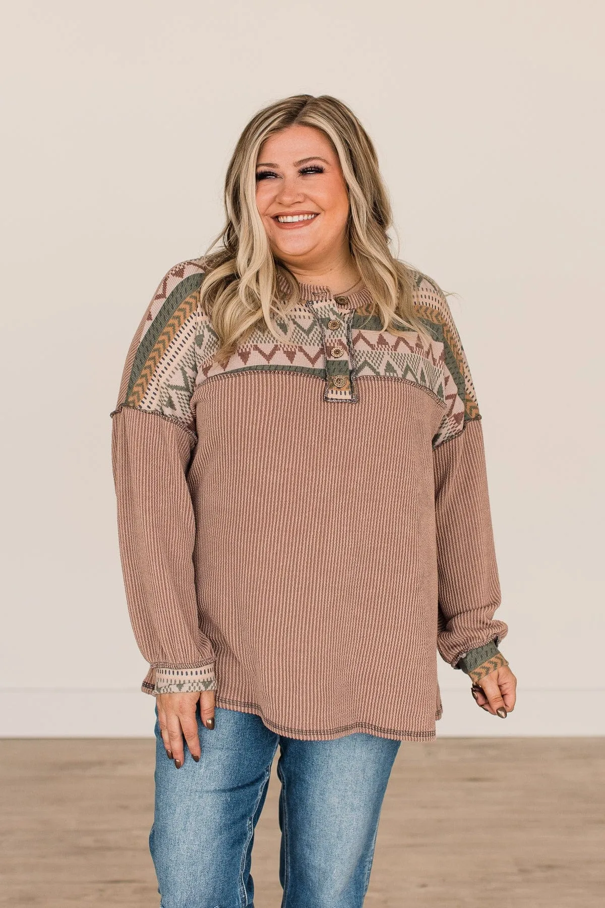 Camel Thinking Out Loud Knit Top