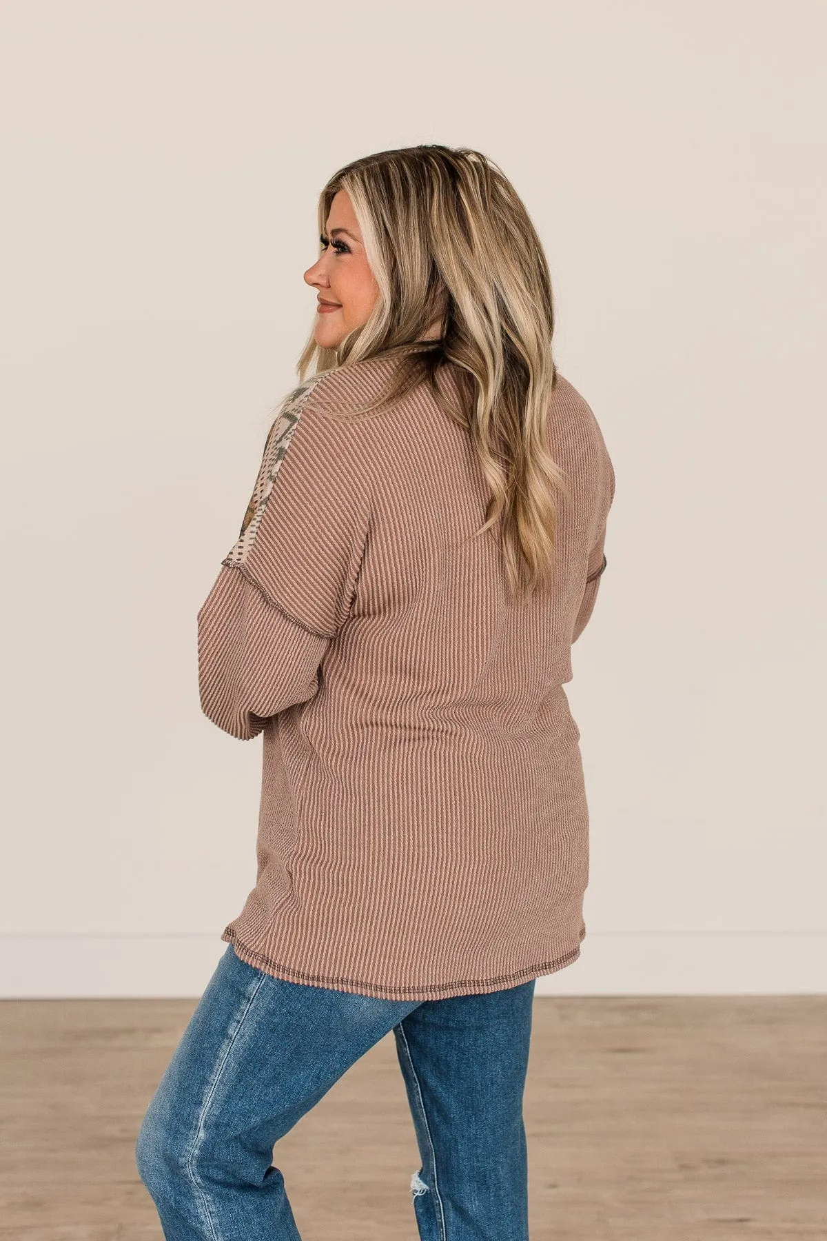 Camel Thinking Out Loud Knit Top