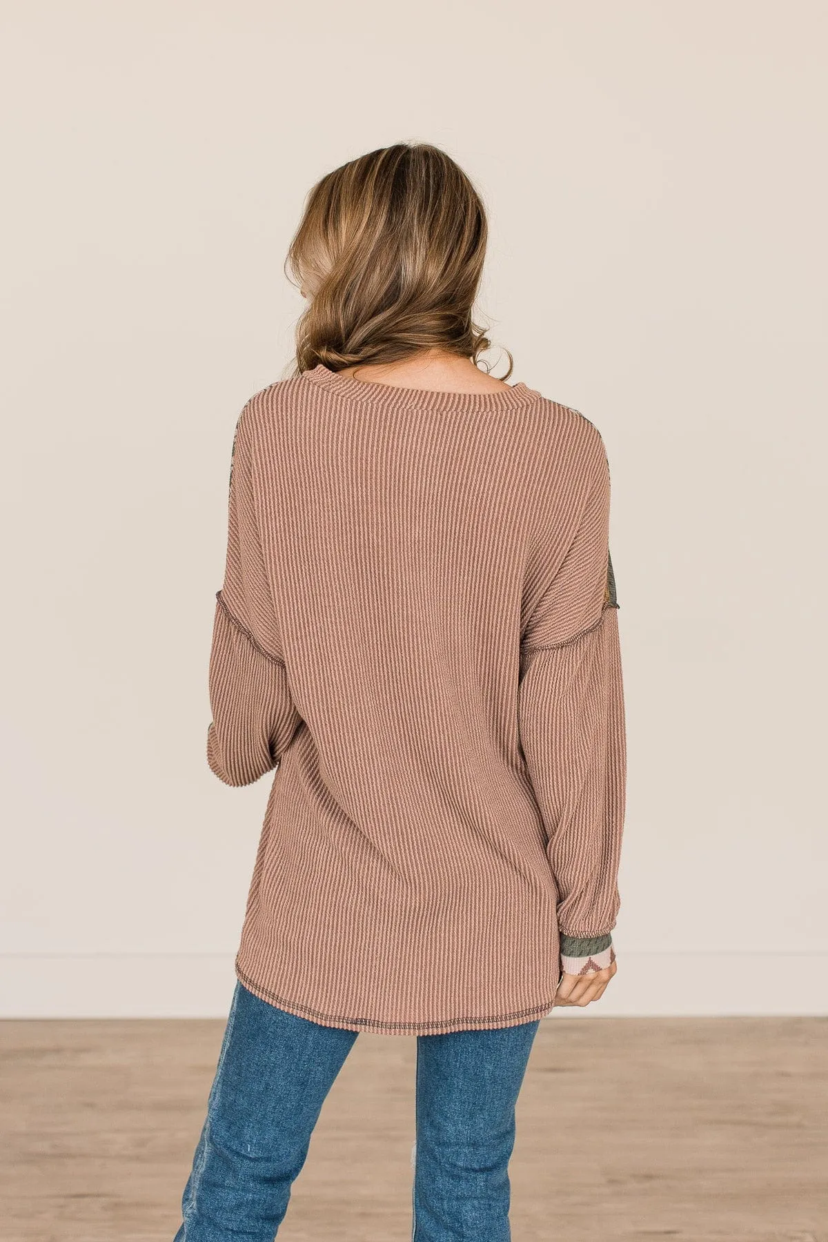 Camel Thinking Out Loud Knit Top