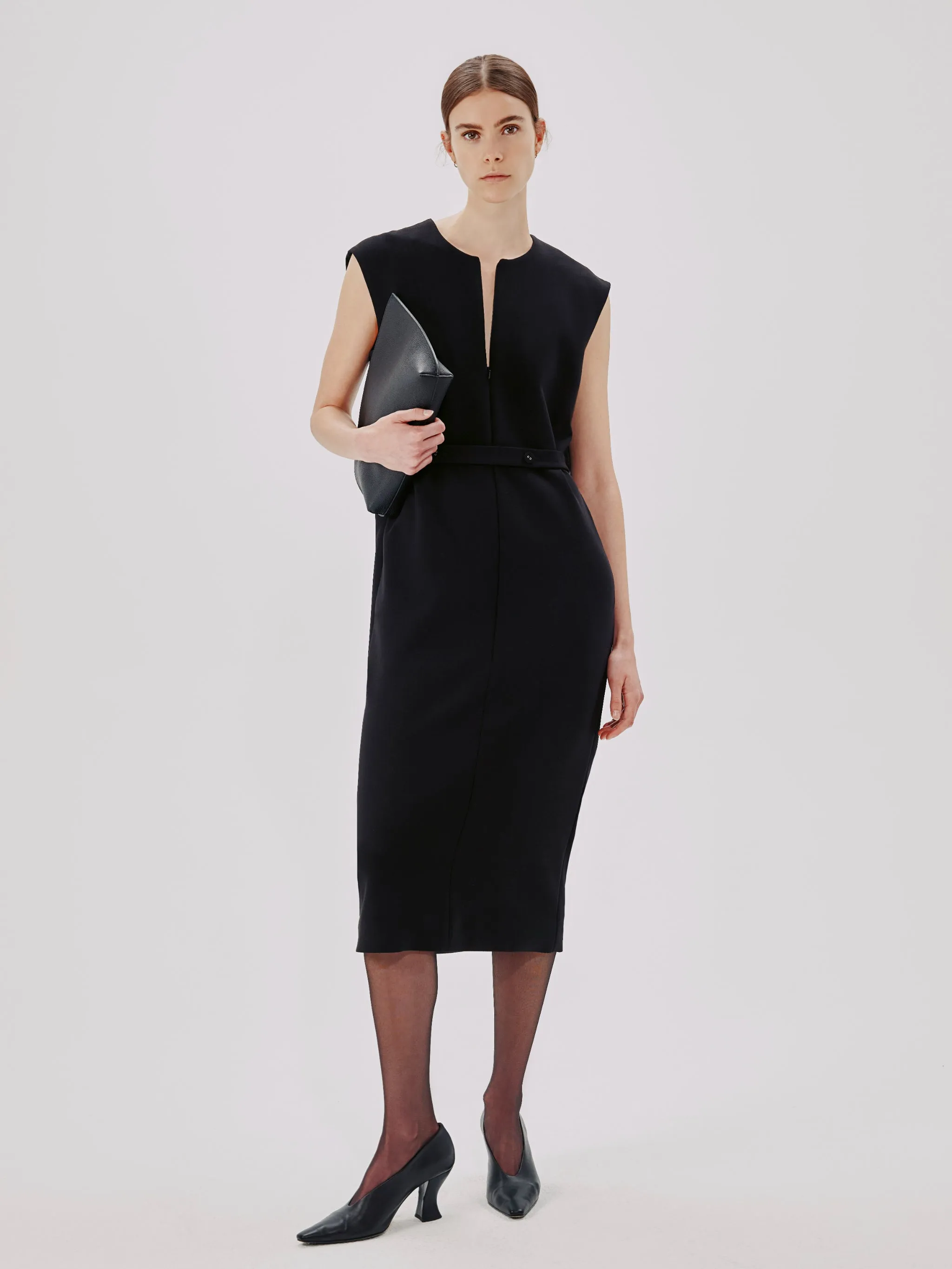 Chic Sheath Dress with Cape Back