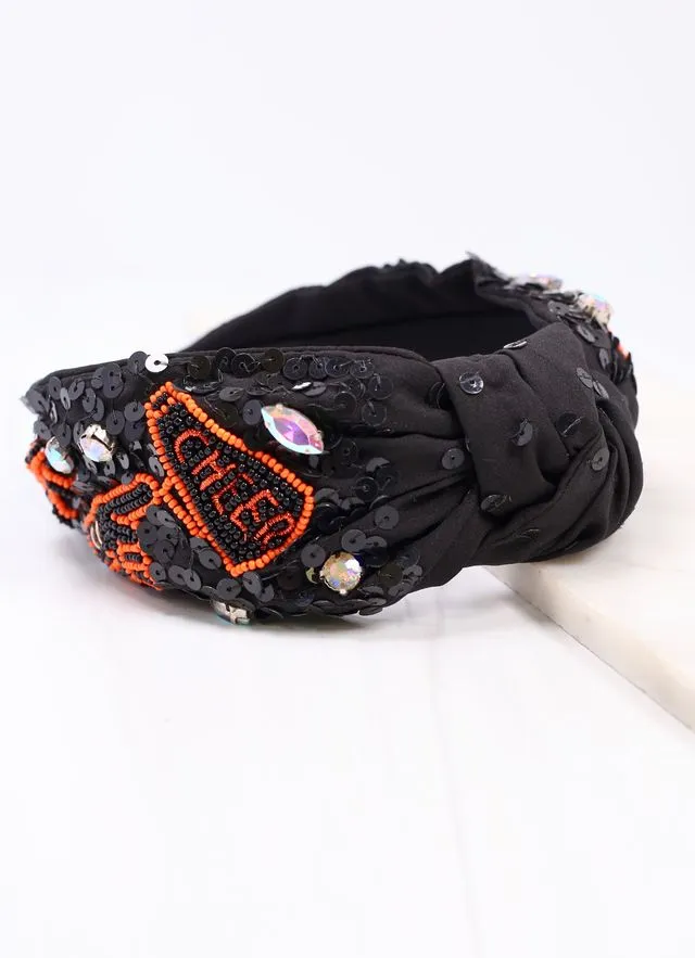 Black and Orange Sequin Cheer Headband