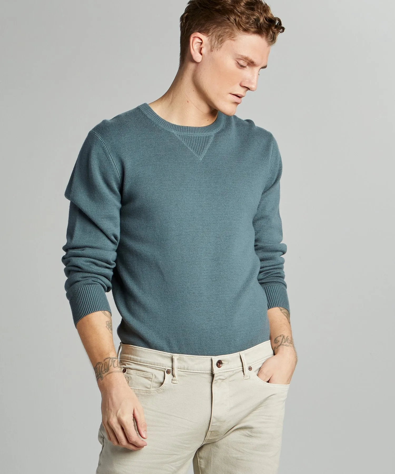 Cotton Cashmere Blue Sweater