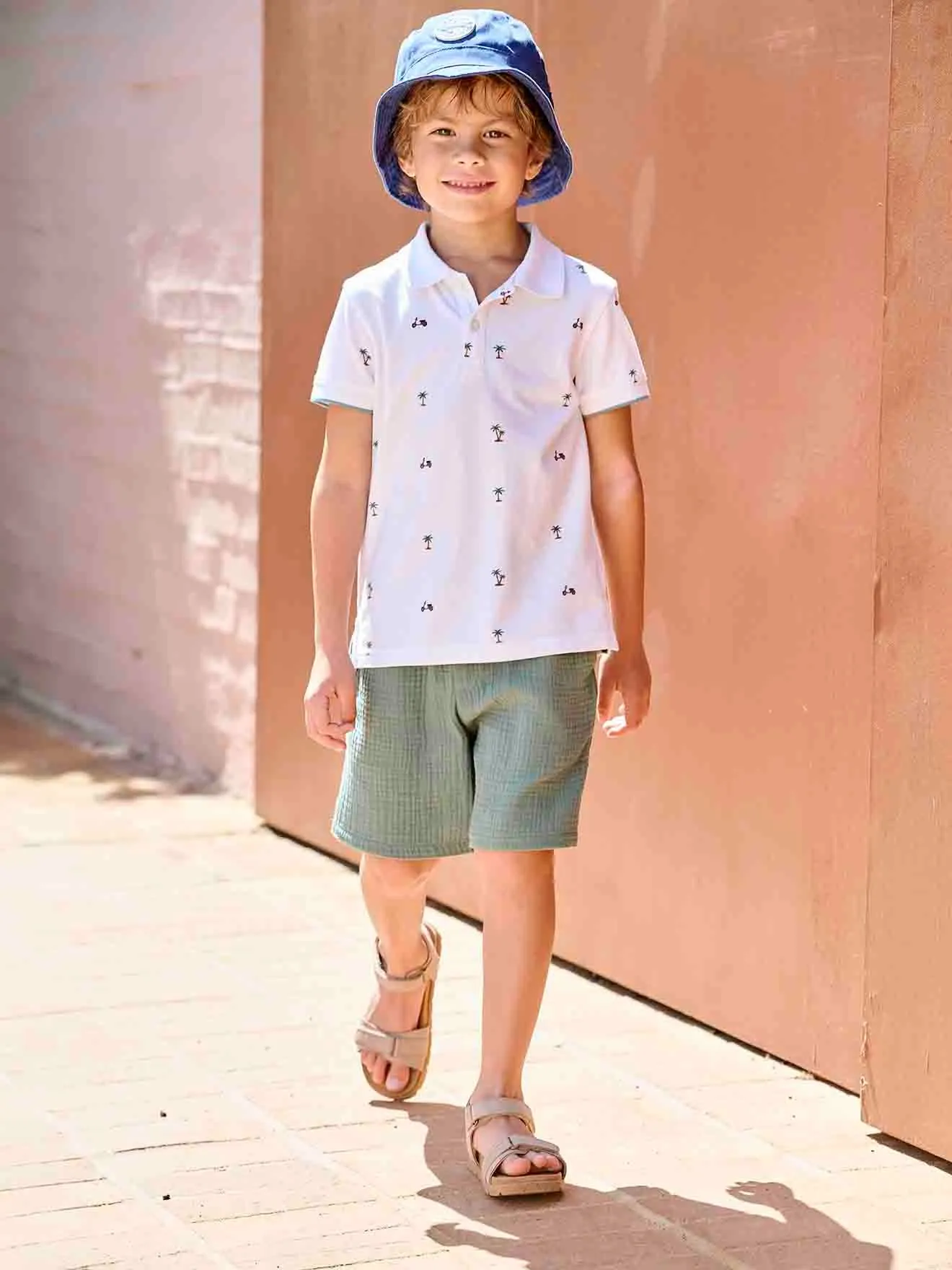 Cotton Gauze Shorts for Boys - green