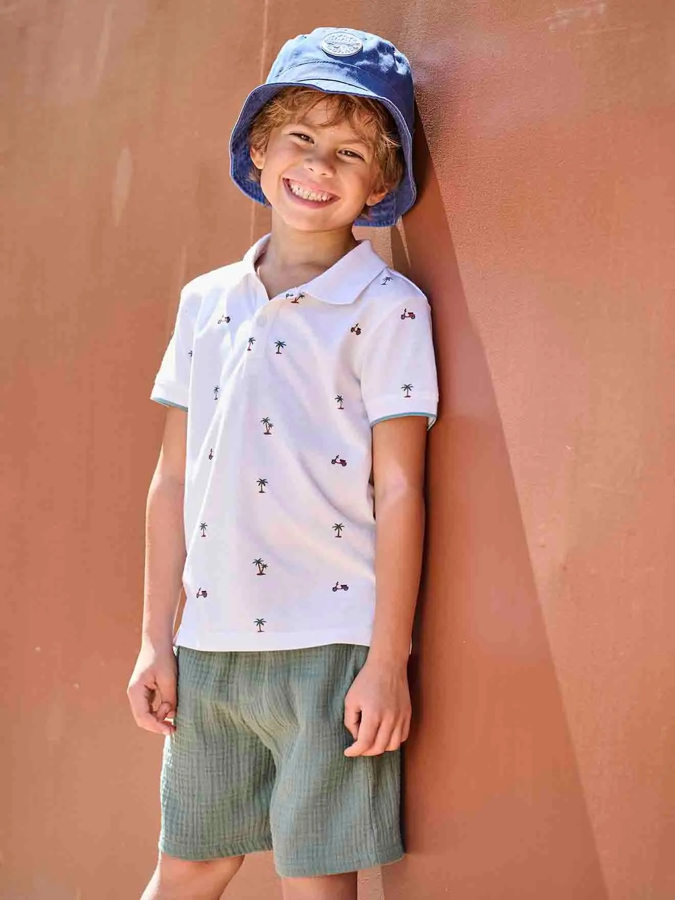Cotton Gauze Shorts for Boys - green