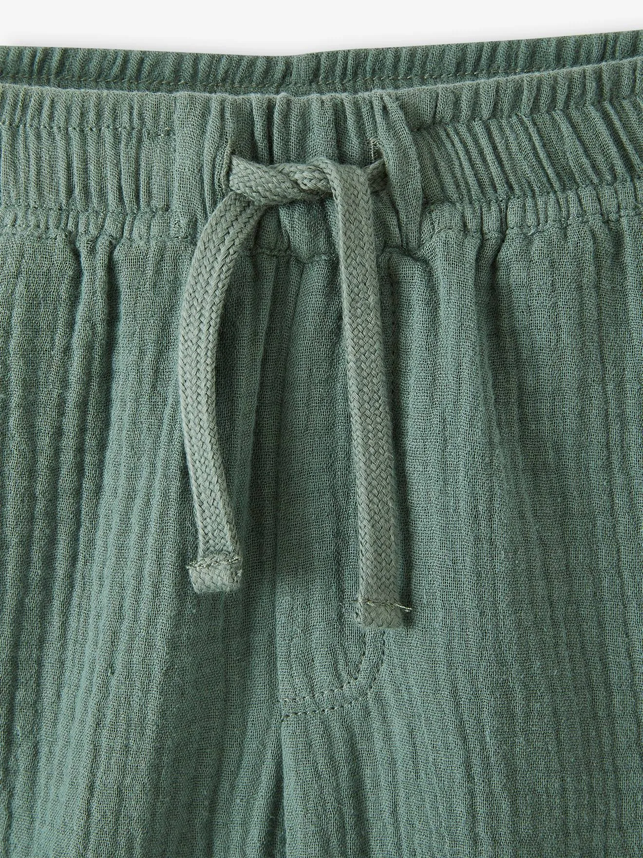 Cotton Gauze Shorts for Boys - green