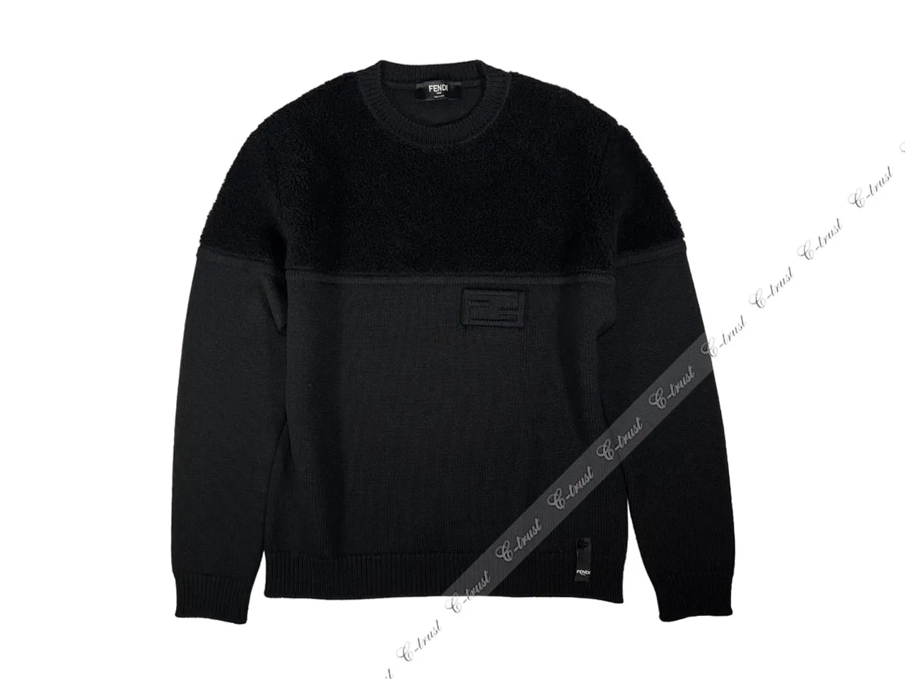 FENDI Women's Crew Neck Wool Long Sleeves Logo Top