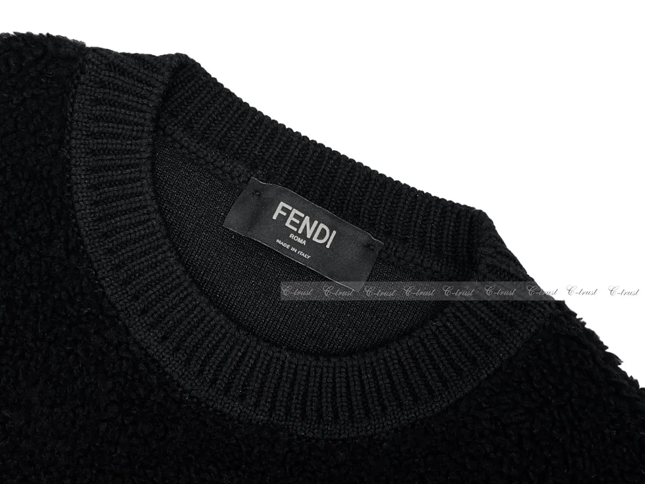 FENDI Women's Crew Neck Wool Long Sleeves Logo Top