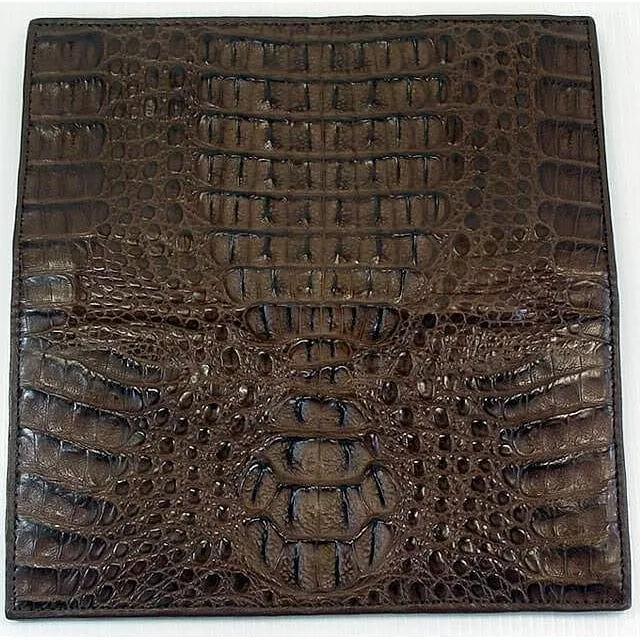 Dark Brown Crocodile Head Long Wallet